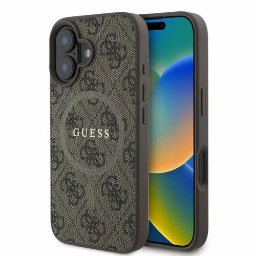 Etui Guess 4G Ring Classic Logo MagSafe na iPhone 16 - brązowe