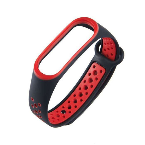 Zamienna silikonowa opaska pasek do Xiaomi Mi Band 4 / Mi Band 3 Dots czarno-czerwony