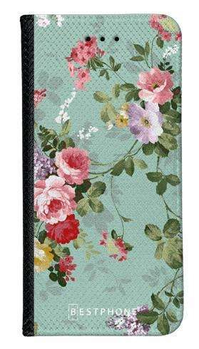 Portfel Wallet Case Samsung Galaxy S21 Ultra zielone kwiatki