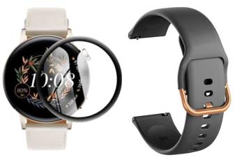 opaska pasek bransoleta GEARBAND Huawei Watch GT 3 42mm czarno złoty + szkło 5D