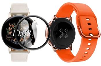 opaska pasek bransoleta GEARBAND Huawei Watch GT 3 42mm pomarańczowa + szkło 5D