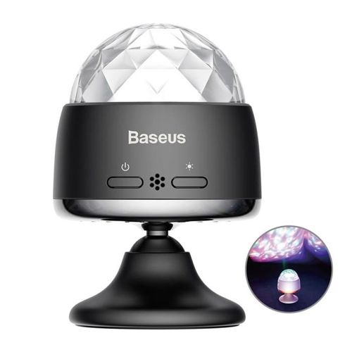 Baseus Car Crystal Magic Ball Light disco lampka LED RGB - świeci w rytm muzyki czarny (ACMQD-01)