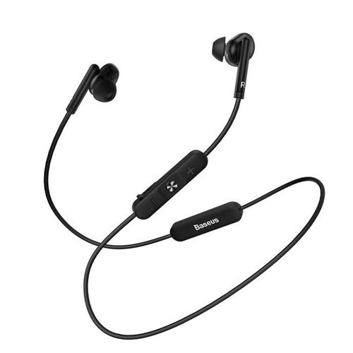Baseus Encok S30 dokanałowe słuchawki bezprzewodowe Bluetooth 5.0 zestaw słuchawkowy z pilotem czarny (NGS30-0A)