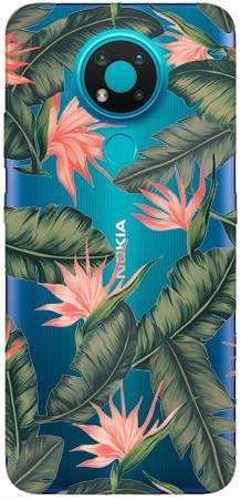 Boho Case Nokia 3.4 liście z kwiatami