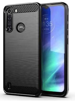 Carbon Case elastyczne etui pokrowiec Motorola Moto ONE Fusion Plus czarny