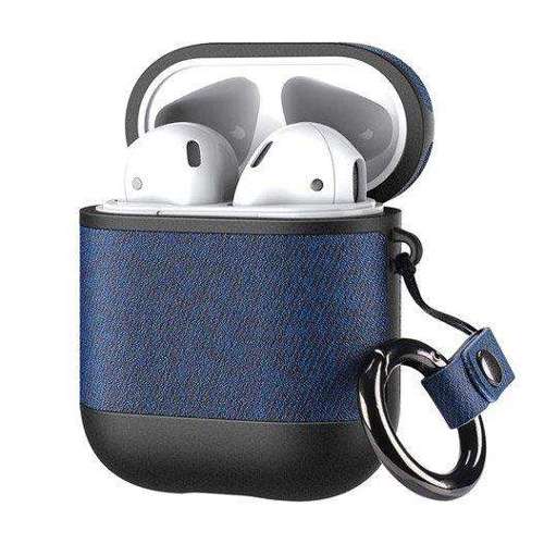 Dux Ducis etui na słuchawki Apple AirPods 2 / AirPods 1 z ekologicznej skóry niebieski