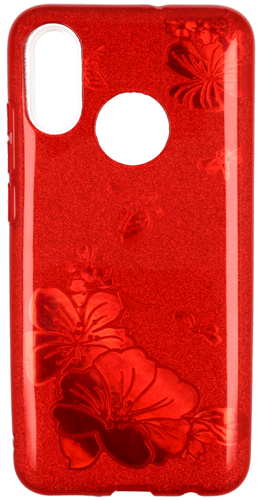 Etui Brokat Glitter IPHONE X czerwony kwiat