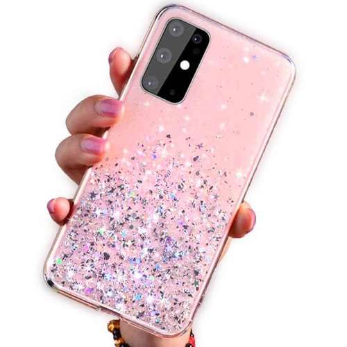 Etui Samsung Galaxy A20S Brokat Cekiny Glue Glitter Case różowe