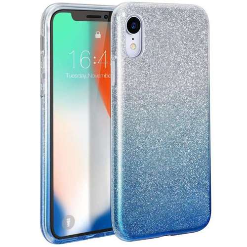 Etui Samsung Galaxy A41 Brokat Glitter srebrno-niebieskie