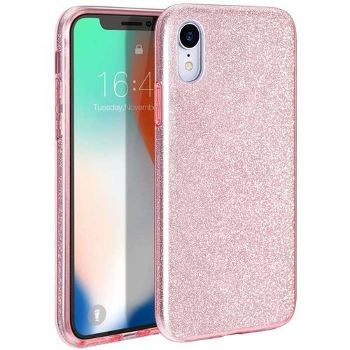 Etui Samsung Galaxy A41 Brokat Glitter srebrno-różowe