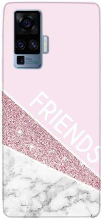 Etui dla przyjaciół friends glitter różowy na Vivo X51 5G / X50 PRO