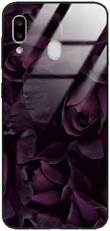 Etui szklane GLASS CASE fioletowe róże Samsung Galaxy A20e 