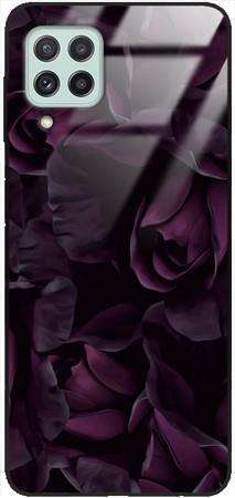 Etui szklane GLASS CASE fioletowe róże Samsung Galaxy A22 4G 