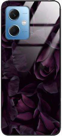 Etui szklane GLASS CASE fioletowe róże Xiaomi Redmi NOTE 12 5G 