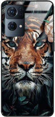 Etui szklane GLASS CASE tygrys w liściach Oppo Reno 7 PRO 5G 