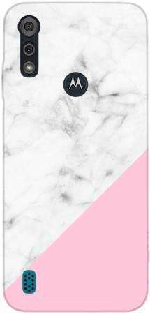 Foto Case Motorola MOTO E6s 2020 biały marmur z pudrowym