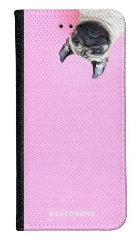 Portfel Wallet Case Motorola MOTO E6 mops na różowym