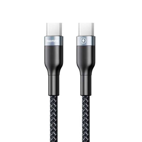 Remax Sury 2 Series nylonowy kabel przewód USB Typ C - USB Typ C Power Delivery Quick Charge 3.0 3 A 1 m czarny (RC-010 black)