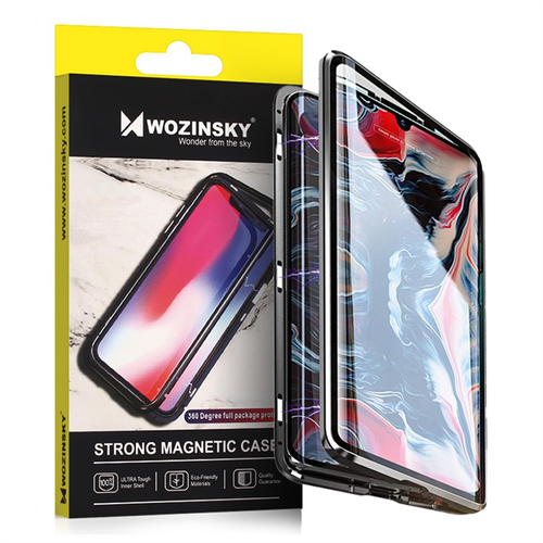 Wozinsky Full Magnetic Case magnetyczne etui 360 pokrowiec na przód i tył z wbudowanym szkłem iPhone XS Max czarno-przezroczysty
