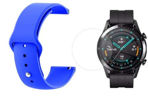 opaska pasek bransoleta SMOOTHBAND Huawei Watch GT 2 46mm niebieska +szkło hartowane na ekran