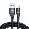 Remax podświetlany nylonowy kabel przewód USB - USB Typ C z diodą LED 2,4 A 1 m czarny (RC-152a balck)
